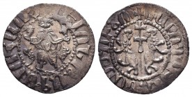 Cilicia, Armenia. Levon I (1187-1219). AR Tram 
Obv. King seated on lion throne.
Rev. Heraldic lions flanking patriarchal cross.

Condition: Very Fine...