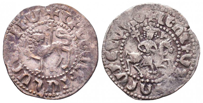 Tram. Sis. Levon on horseback r., wearing crown with pendilia and holding patria...