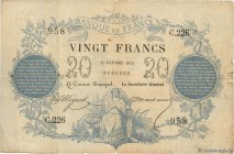 Country : FRANCE 
Face Value : 20 Francs type 1871 
Date : 12 octobre 1871 
Period/Province/Bank : Banque de France, XIXe siècle 
Catalogue refere...