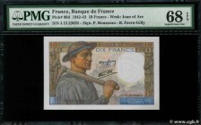 Country : FRANCE 
Face Value : 10 Francs MINEUR 
Date : 15 octobre 1942 
Period/Province/Bank : Banque de France, XXe siècle 
Catalogue reference ...