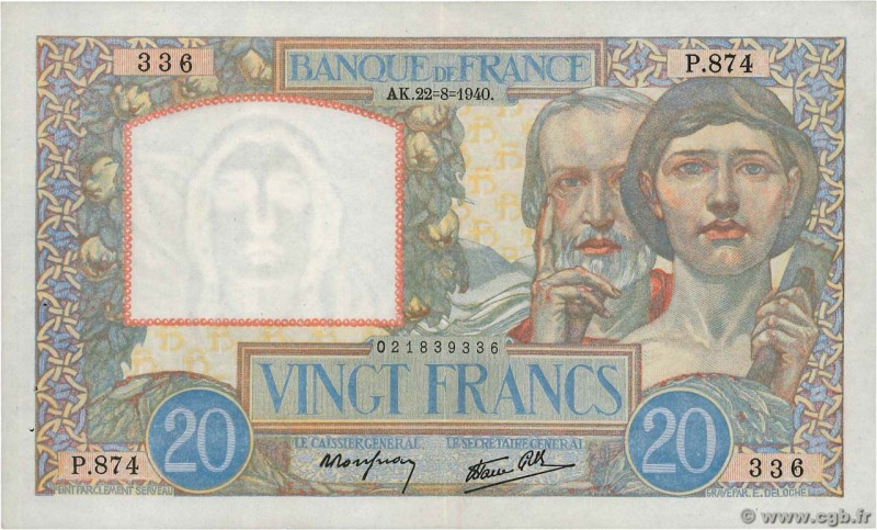 Country : FRANCE 
Face Value : 20 Francs TRAVAIL ET SCIENCE 
Date : 22 août 19...