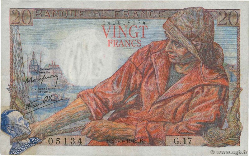 Country : FRANCE 
Face Value : 20 Francs PÊCHEUR 
Date : 21 mai 1942 
Period/...