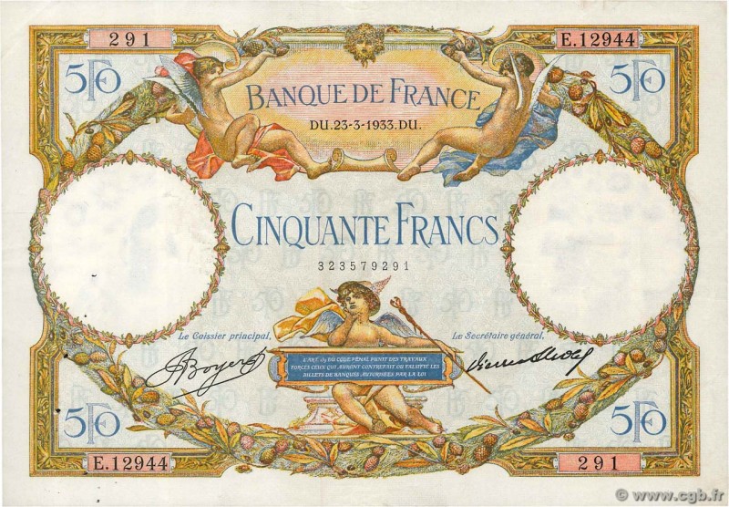 Country : FRANCE 
Face Value : 50 Francs LUC OLIVIER MERSON type modifié 
Date...