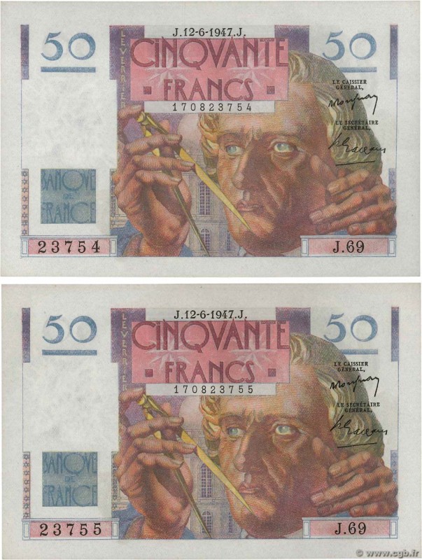 Country : FRANCE 
Face Value : 50 Francs LE VERRIER Consécutifs 
Date : 12 jui...