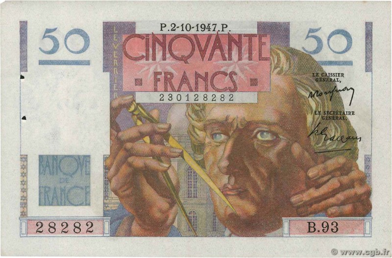 Country : FRANCE 
Face Value : 50 Francs LE VERRIER Numéro radar 
Date : 02 oc...