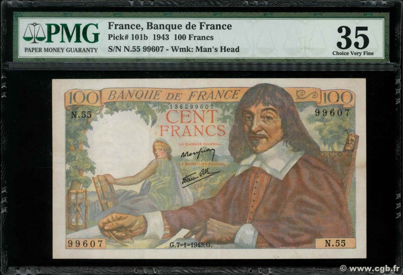Country : FRANCE 
Face Value : 100 Francs DESCARTES 
Date : 07 janvier 1943 
...