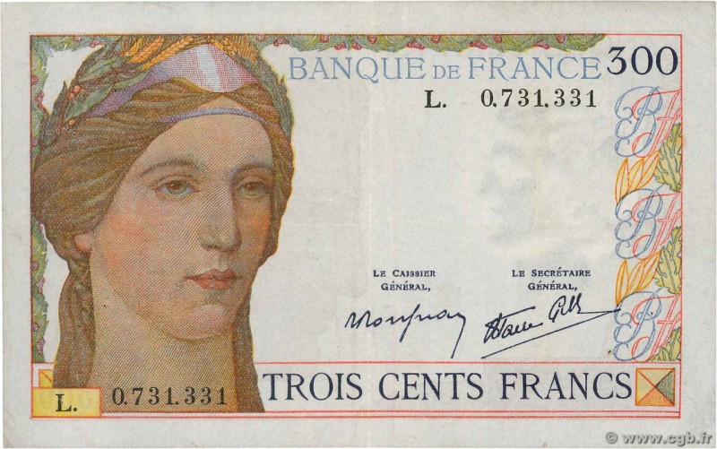 Country : FRANCE 
Face Value : 300 Francs 
Date : (06 octobre 1938) 
Period/P...