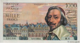 Country : FRANCE 
Face Value : 1000 Francs RICHELIEU 
Date : 03 septembre 1953 
Period/Province/Bank : Banque de France, XXe siècle 
Catalogue ref...