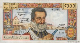 Country : FRANCE 
Face Value : 5000 Francs HENRI IV 
Date : 03 octobre 1957 
Period/Province/Bank : Banque de France, XXe siècle 
Catalogue refere...