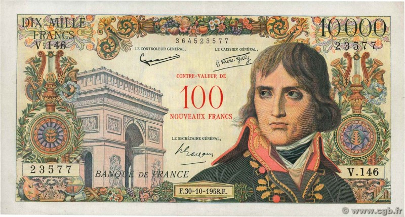 Country : FRANCE 
Face Value : 100 NF sur 10000 Francs BONAPARTE 
Date : 30 oc...