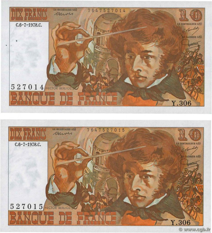 Country : FRANCE 
Face Value : 10 Francs BERLIOZ Consécutifs 
Date : 06 juille...