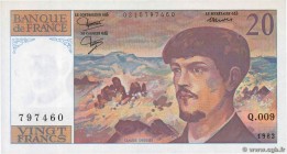 Country : FRANCE 
Face Value : 20 Francs DEBUSSY 
Date : 1982 
Period/Province/Bank : Banque de France, XXe siècle 
Catalogue reference : F.66.03 ...