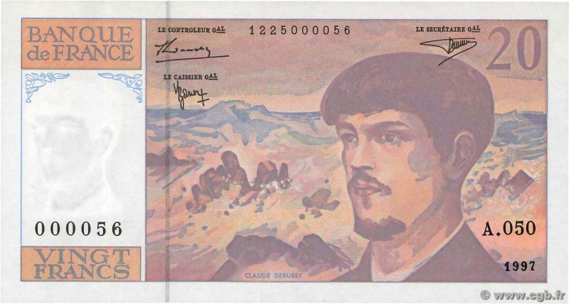 Country : FRANCE 
Face Value : 20 Francs DEBUSSY Modifié Petit numéro 
Date : ...