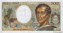 Country : FRANCE 
Face Value : 200 Francs MONTESQUIEU 
Date : 1981 
Period/Province/Bank : Banque de France, XXe siècle 
Catalogue reference : F.7...