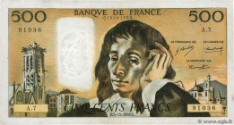 Country : FRANCE 
Face Value : 500 Francs PASCAL 
Date : 05 décembre 1968 
Period/Province/Bank : Banque de France, XXe siècle 
Catalogue referenc...