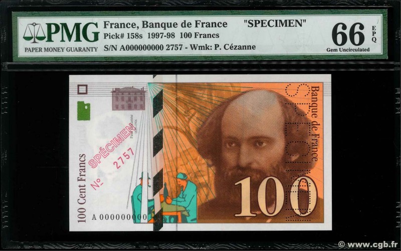 Country : FRANCE 
Face Value : 100 Francs CÉZANNE Spécimen 
Date : 1997 
Peri...