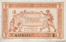 Country : FRANCE 
Face Value : 1 Franc TRÉSORERIE AUX ARMÉES 1917 
Date : 1917 
Period/Province/Bank : Trésor 
Catalogue reference : VF.03.07 
Ad...
