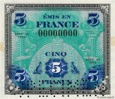 Country : FRANCE 
Face Value : 5 Francs DRAPEAU Spécimen 
Date : 1944 
Period/Province/Bank : Trésor 
Catalogue reference : VF.17.00Sp 
Additiona...