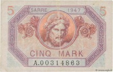 Country : FRANCE 
Face Value : 5 Mark SARRE 
Date : 1947 
Period/Province/Bank : Trésor 
Catalogue reference : VF.46.01 
Additional reference : P...
