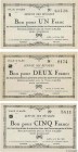 Country : FRANCE regionalism and miscellaneous 
Face Value : 1, 2 et 5 Francs Lot 
Date : 16 mai 1940 
Period/Province/Bank : Émissions de Juin 194...