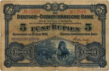 Country : GERMAN EAST AFRICA 
Face Value : 5 Rupien 
Date : 15 juin 1905 
Period/Province/Bank : Deutsch Ostafrikanische Bank 
Catalogue reference...