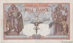 Country : ALGERIA 
Face Value : 1000 Francs 
Date : 22 septembre 1926 
Period/Province/Bank : Banque de l'Algérie 
Catalogue reference : P.83a 
A...