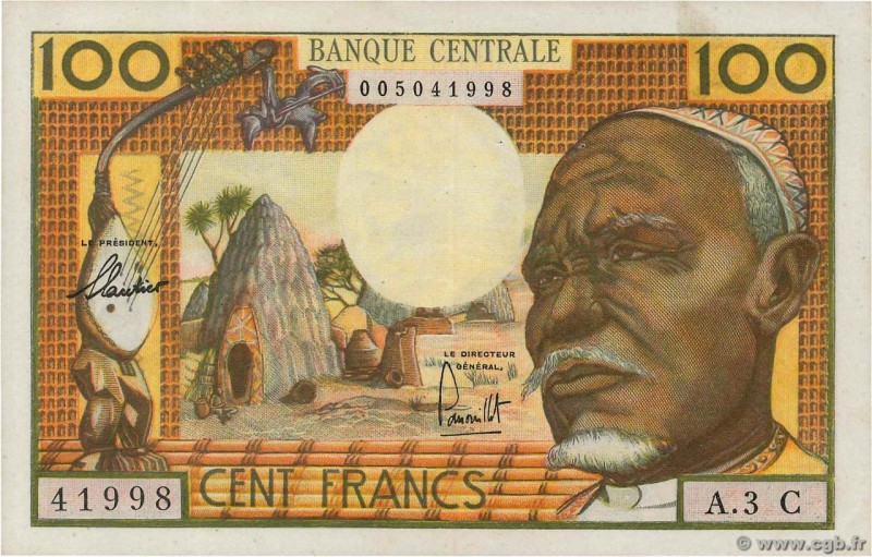 Country : EQUATORIAL AFRICAN STATES (FRENCH) 
Face Value : 100 Francs 
Date : ...