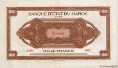 Country : MOROCCO 
Face Value : 1000 Francs 
Date : 01 mars 1944 
Period/Province/Bank : Banque d'État du Maroc 
Catalogue reference : P.28 
Alph...