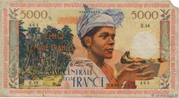Country : MARTINIQUE 
Face Value : 5000 Francs Antillaise 
Date : (1956) 
Period/Province/Bank : Caisse Centrale de la France d'Outre-Mer 
Catalog...