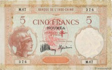 Country : NEW HEBRIDES 
Face Value : 5 Francs 
Date : (1941) 
Period/Province/Bank : Banque de l'Indochine 
Catalogue reference : P.4a 
Additiona...