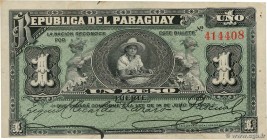 Country : PARAGUAY 
Face Value : 1 Peso 
Date : 14 juillet 1903 
Period/Province/Bank : Republica del Paraguay 
Catalogue reference : P.106a 
Alp...