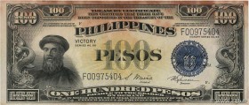Country : PHILIPPINES 
Face Value : 100 Pesos 
Date : (1944) 
Period/Province/Bank : Victory Issue 
Catalogue reference : P.100b 
Alphabet - sign...