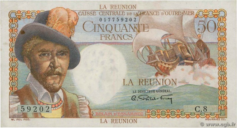 Country : REUNION ISLAND 
Face Value : 50 Francs Belain d'Esnambuc 
Date : (19...