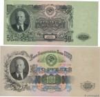 Country : RUSSIA 
Face Value : 50 et 100 Roubles Lot 
Date : 1947 
Period/Province/Bank : State Bank Note USSR 
Catalogue reference : P.230 et P.2...