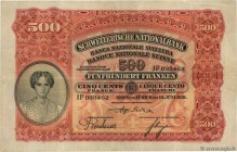Country : SWITZERLAND 
Face Value : 500 Francs 
Date : 04 octobre 1928 
Period/Province/Bank : Banque Nationale Suisse 
Catalogue reference : P.36...