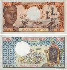 Country : CHAD 
Face Value : 500 et 1000 Francs Lot 
Date : (1973) 
Period/Province/Bank : Banque des États de l'Afrique Centrale 
Catalogue refer...