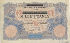 Country : TUNISIA 
Face Value : 1000 Francs sur 100 Francs 
Date : (1943) 
Period/Province/Bank : Banque de l'Algérie 
Catalogue reference : P.31 ...