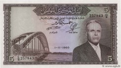 Country : TUNISIA 
Face Value : 5 Dinars 
Date : 01 novembre 1960 
Period/Province/Bank : Banque Centrale de Tunisie 
Catalogue reference : P.60 ...