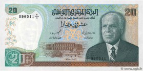 Country : TUNISIA 
Face Value : 20 Dinars 
Date : 15 octobre 1980 
Period/Province/Bank : Banque Centrale de Tunisie 
Catalogue reference : P.77 ...