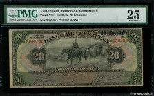 Country : VENEZUELA 
Face Value : 20 Bolivares 
Date : 28 avril 1937 
Period/Province/Bank : Banco de Venezuela 
Catalogue reference : P..311a 
A...