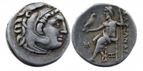 KINGS of MACEDON. Alexander III 'the Great'. 336-323 BC. AR Drachm
Miletos Mint.
Head of Herakles right, wearing lion skin.
Rev: Zeus Aetophoros se...