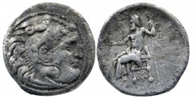 Kings of Macedon, Philip III Arrhidaios (323-317 BC). AR Drachm 
In the name of Alexander III. Kolophon, c. 322-319 BC. 
Head of Herakles right wearin...
