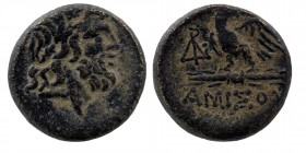PONTOS. Amisos. Ae (Circa 100-85 BC).
Obv: Laureate head of Zeus right.
Eagle, with head right, standing left on thunderbolt; monogram to left.
SNG BM...