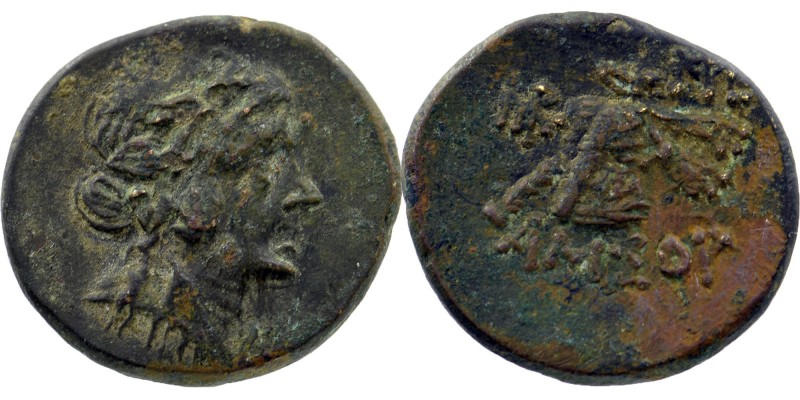 Pontos. Amisos. Ae (85-65 BC). AE
Head of Dionysos right, wearing ivy wreath/cis...