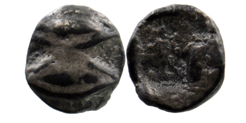 Lesbos, uncertain mint AR Tetartemorion. Circa 450 BC.
Obv: Two eyes (or grains?...