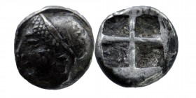 IONIA, Phokaia. Circa 625/0-522 BC. AR Obol
Female/ Athena head left, wearing helmet or close fitting cap
Quadripartite incuse square.
SNG Copenhagen ...