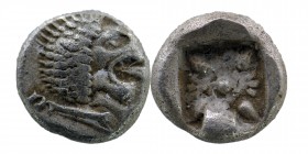 IONIA, Miletos. Late 6th-early 5th century BC. AR Obol. Hemihekte
Forepart of lion right / Stellate pattern within incuse square. 
SNG Kayhan 476-82; ...