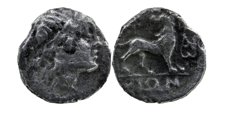 Ionia. Miletos . 350-325 BC AR Hemidrachm
Laureate head of Apollo right / Lion s...