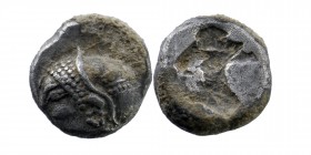 Ionia, Phokaia. Ca. 521-478 B.C. AR obol
Archaic female head left / Quadripartite incuse square. 
Klein 452-3.
1,25 gr. 9 mm