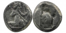 PERSIA, Achaemenid Empire. temp. Darios I to Xerxes II. Circa 485-420 BC. AR Siglos
Sardes mint.
Obv: Persian king or hero, wearing kidaris and kandys...
